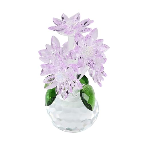 インテリア 結婚記念日プレゼント K9クリスタル蓮の花の装飾品 造花 風水 浄化用 開運 妻 人気 誕生日プレゼント バレンタインデー に適用 女性 結婚祝い クリスマス 母親 彼女への贈り物 新年フォーチュンギフト (パープル)
