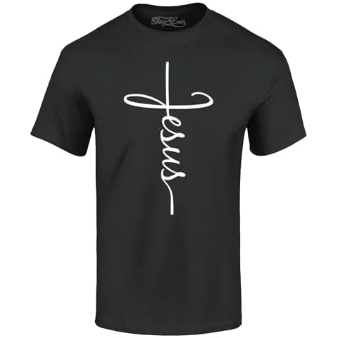 Jesus Cross Script T-Shirt Large Black 0 Cover