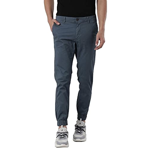 Image of Indian Terrain Solid Cotton Blend Slim Fit Mens Casual Trousers
