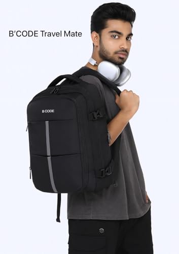 Image of B'CODE Laptop Backpack | Men & Women Travel Bag | Convertible Carry-On Luggage | Expandable Design | Shoe Compartment | Multiple Organizers | Water-Resistant Fabric