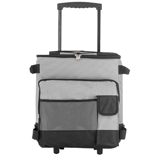 Nevera portátil con Ruedas y asa de 43 l, Plegable, con Tirador, Impermeable, con Ruedas, Multibolsillos y Cierre de Cremallera, Aislante, Ideal para picnics al Aire Libre Playa.