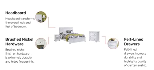 Home Styles Naples White Queen Bed, Night Stand And Chest With Head And Footboard, Drawers, And Open Storage Area #TOP2