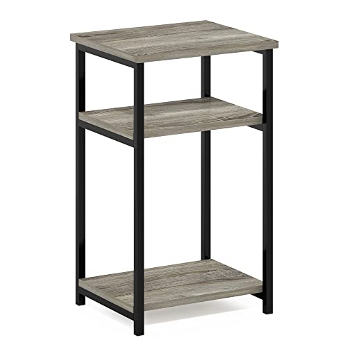 Image of Furinno Just 3-Tier Metal Frame End Table with Storage Shelves, 1-Pack, French Oak