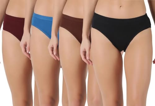 Image of INNERO Plain Panties for Women Pack of 4 Soft Cotton, Comfortable Fit, Stylish & Breathable (Colours May Vary)