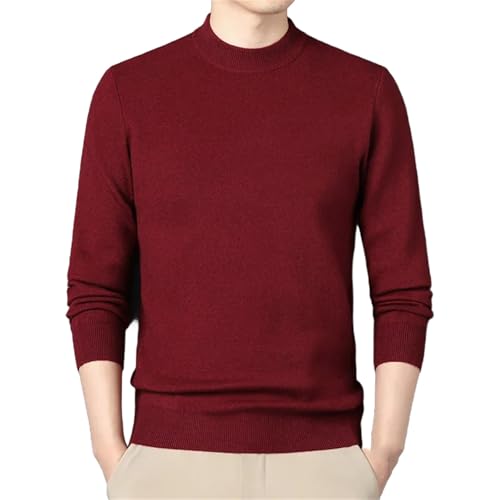 Winter Wool Sweater Men's semi-Turtleneck Solid Color Warm Knitted Sweater Middle-Aged Men's Bottom Sweater