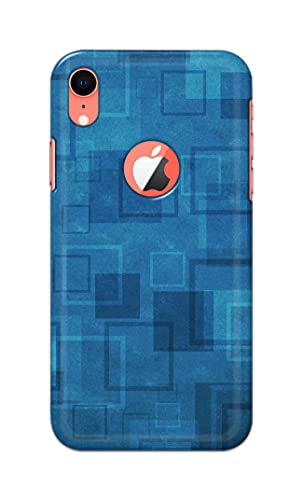 Image of Printed Hard Back Cover Case for Apple iPhone XR Logo View Back Cover (Plain Azure Blue) -702
