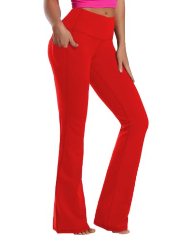 Image of BUBBLELIME Women Out Pockets High Waist Bootlegs Tummy Control Yoga Flared