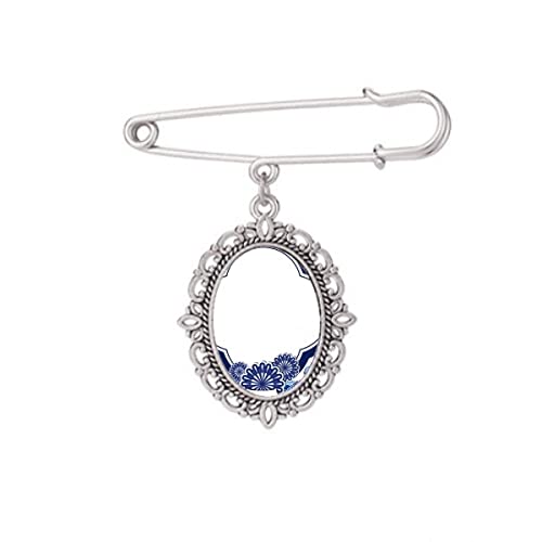Broche fleur bleue de culture chinoise en taille M pour robe et chemise