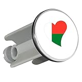 Huuraa Waschbeckenstöpsel Madagaskar Flagge Herz 4cm höhenverstellbar Abflussstopfen Geschenkidee