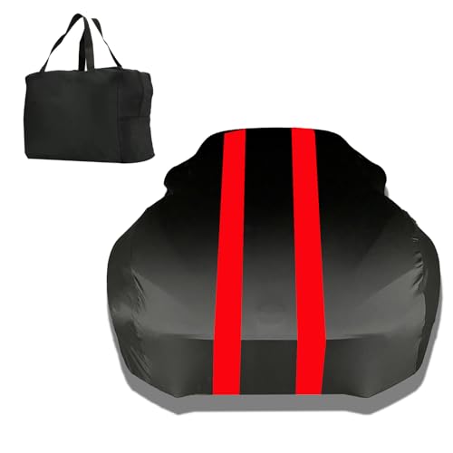 Indoor Car Cover Compatible with Protection Fit 169-187 Inch Sedan Breathable Dust-Proof Stretch Cover for Underground Garage, Car Show（Black+Red）