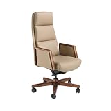 Angel Cerdá – Sedia Ufficio Design Premium Girevole, Rivestita in Ecopelle Color Visone | Sedia da Ufficio Ergonomica con Schienale Ampio e Braccioli | Gambe in Legno di Noce | 68 x 70 x 120 cm