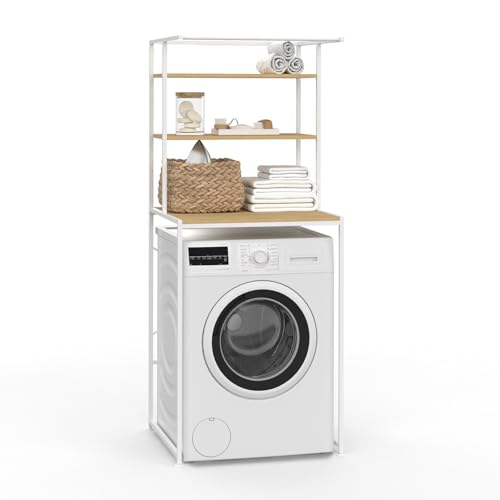 IDMarket - Meuble étagères Dessus Machine à Laver Detroit Bois et métal Blanc