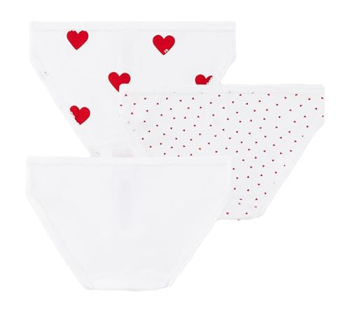 Petit Bateau Knickers PANTIES 3-Pack - White w. Hearts STYLE A00FP SIZES 2-122