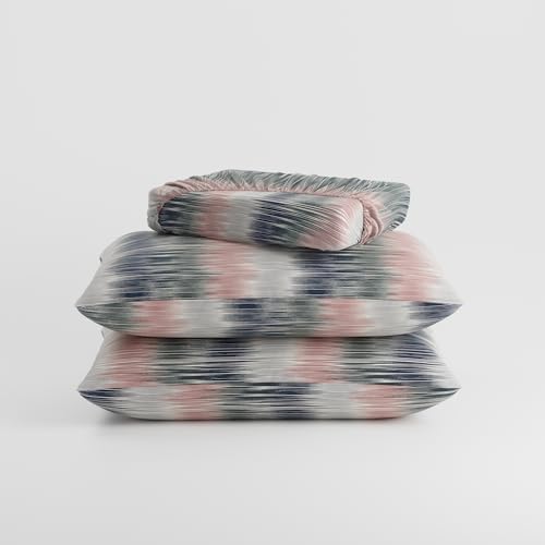 Image of BLISSHOME Everlast 150TC King Size Fitted Bedsheet with 2 Pillow Covers, Aesthetic Bedding, Wrinkle Resistant, 100+ Wash Durable, Quick Dry, Geometric Pattern - Green (183cm x 198cm +25cm Drop)