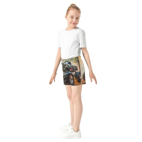 Girls Shorts Cartoon Camo Monster Trucks Athletic Kids Summer Activewear Cute Pajama Comfy Sleep Shorts, X-Small4