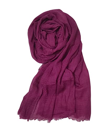 Image of Iba & Isba Women's Plain Crinkled Scarves, Stoles, Hijab (76 x 36 inch)