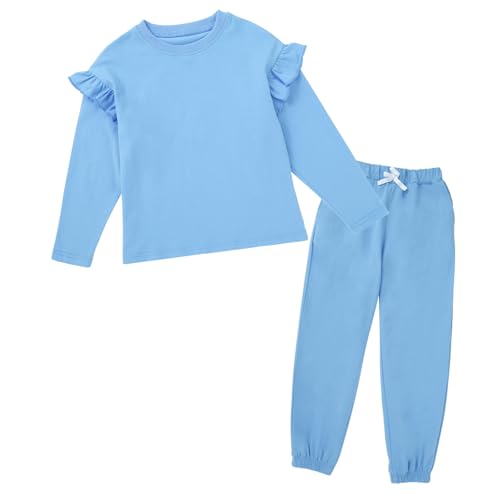 Blaward Girls' Long Sleeve Pant Set 2 Piece Fall Outfits Soft Cotton Sweatshirt and Sweatpants Tracksuits with Pockets