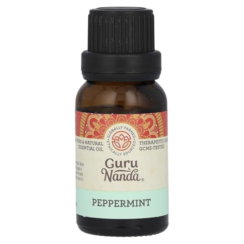 GuruNanda Peppermint Essential Oil, 100% Pure, Natural & Undiluted Aromatherapy Oil for Diffusers & DIY Recipes, Invigorating Scent Helps Support Focus and Clarity (0.5 Fl Oz)