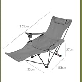 Regulowane składane krzesło kempingowe z zagłówkiem, przenośne krzesło wypoczynkowe dla dorosłych, idealne do podróży, na plażę, patio i do ogrodu (szary)