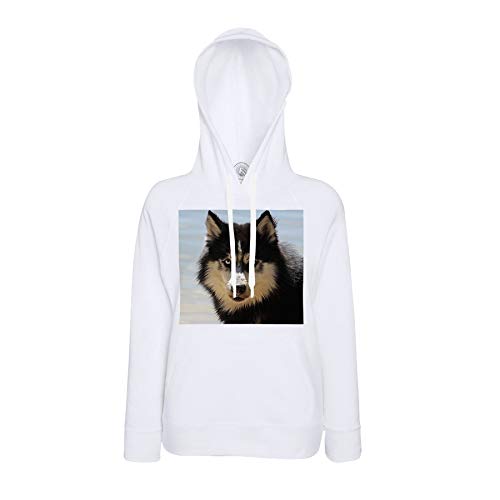 Sweat à capuche husky pour homme et femme avec motif loup noir et yeux bleus