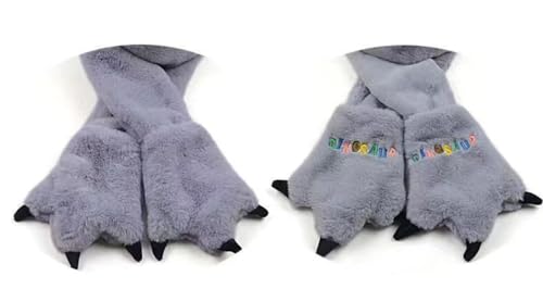 3 in 1 Plush Winter Warm Hat Cute Outdoor Hooded Dinosaur Hat with Scarf and Gloves4