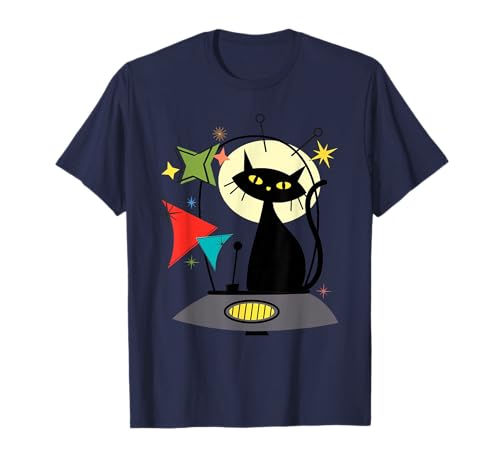 Mid Century Cat Retro Atomic Age Space Modern 50s 60s Kids T-Shirt