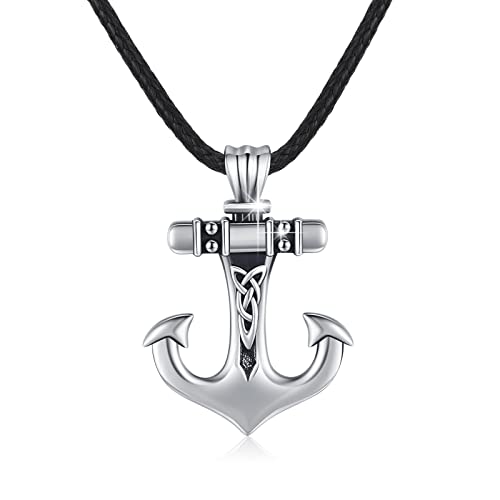 Medwise Anchor Necklace For Men 925 Sterling Silver Celtic Pendant Nautical Necklace Oceans Jewelry Sea Gifts For Husband Women Wife #TOP18