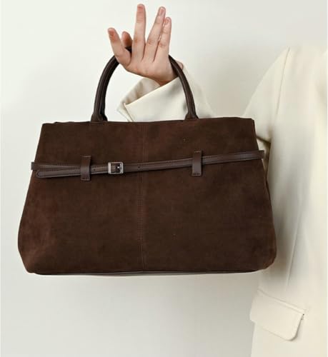 Bolso Tote de gamuza grande con correa y hebilla miniatura 2