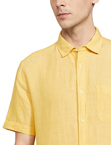 Image of Marks & Spencer Mens Solid Linen Blend Collared Neck Regular Fit Shirt