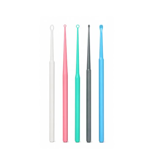 Image of American Hospital Supply Disposable Ear Curettes, Ear Wax Removal Tools, 5 Color-Coded Tip Styles for Adults and Children, Pack of 75 or 15 of Each Tip Style