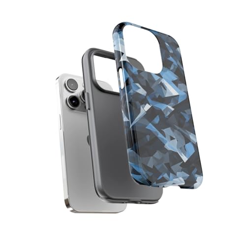 Coque rigide iPhone 14 Pro gris motif camouflage géométrique urbain brillant protection - 3