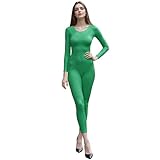 Wildarms Maillot de ballet y gimnasia para mujer - Traje de baile de manga larga y cuello redondo para actuaciones y entrenamientos (Verde Oscuro, L)
