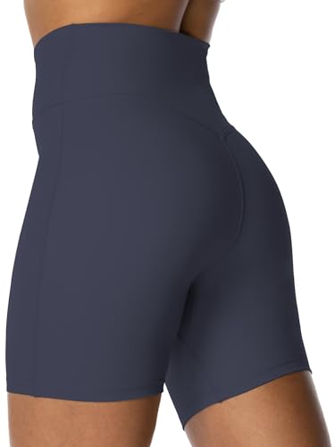 Image of Sunzel Crossover Biker Shorts for Women, No Front Seam V High Waist Yoga Workout Gym Shorts with Tummy Control