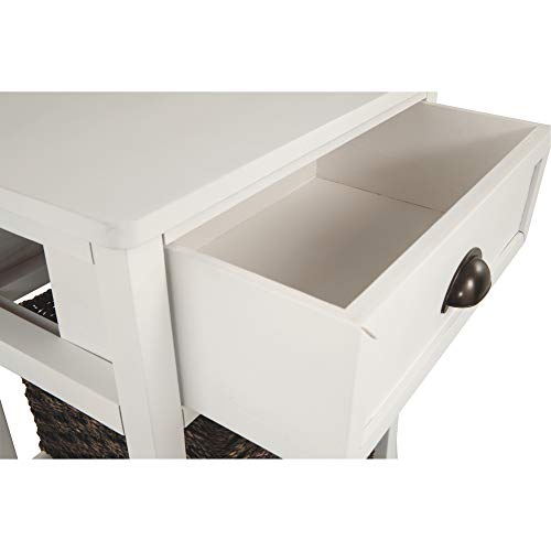 Signature Design By Ashley Oslember Modern Farmhouse Accent End Table With 2 Removable Baskets, White #TOP5