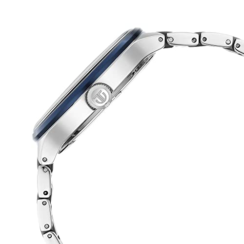 Titan Ceramic Fusion Quartz Multifunction Blue Dial Silver Dual-Toned Stainless Steel Bracelet Watch for Men-NS90148KD02 - Image 4