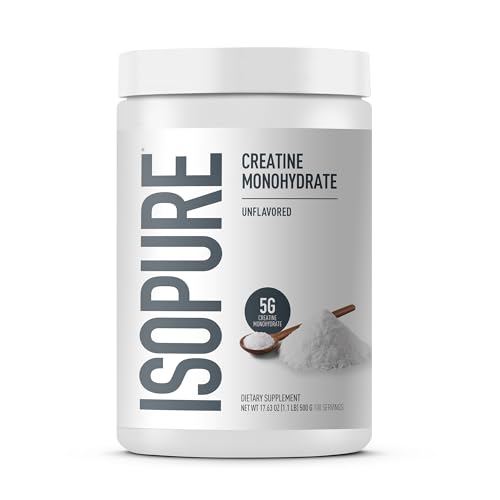 Isopure 100% Pure Creatine Monohydrate Powder, Unflavored, 1.1 lb (100 Servings)