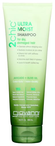 Giovanni 2chic Ultra-Moist Shampoo - Avocado & Olive Oil, Creamy Hydration Formula, Enriched with Aloe Vera, Shea Butter, Botanical Extracts, No Parabens, Color Safe - 8.5 fl oz