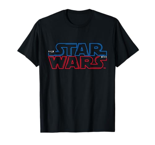 T-shirt Star Wars Lightsaber Logo noir en coton col rond pour adulte