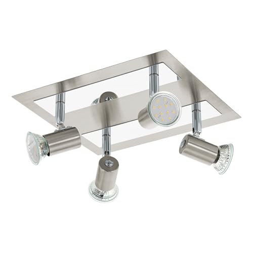 Foco de techo LED de 4 luces orientables y bombillas GU10 cálidas