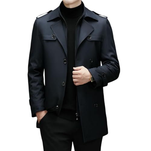 Trench rembourré homme long chaud hiver pardessus col revers élégant