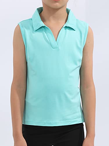 Image of Girls Golf Polo Shirts Sleeveless V Neck Shirts for 5-12 Years