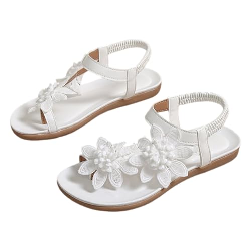 Genérico Sandalias Planos Mujer Verano Sandalias De Punta Abierta Con Pies Anchos Sandalia Bohemio Clip Toe Pisos Antideslizantes Elegantes Y Comodos Para Playa Fiestas Vacaciones