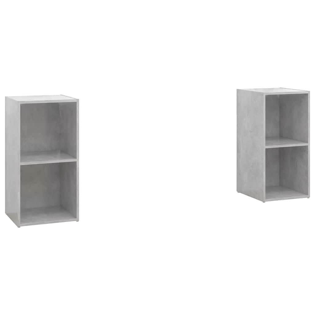Set 2 Mobili TV Grigio Cemento 72x35x36,5 cm Legno Multistrato | Versatile set da 2 elementi posizionabili in orizzontale o verticale, ideale per organizzare il soggiorno moderno.