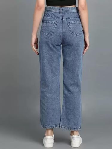 Image of Glossia Denim Baggy Jeans for Women | Stretchable High Waist Straight Fit Jeans for Women | High Rise Stretch Denim | Loose Fit Plus Size Denim (Sizes - 24 to 44) WJ11-1205-$