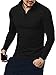 YTD Men's Long Sleeve Polo Shirts Quarter-Zip Casual Slim Fit Mock Neck Basic Designed Cotton Shirts XL Black
