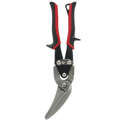 Image of Malco AV63 Long-Cut Offset Aviation Snips | Left & Straight Cutting | 2-1 /4 inch Extra-Long Blade | POWER-FIT Performance Grips | Forged Steel Jaws