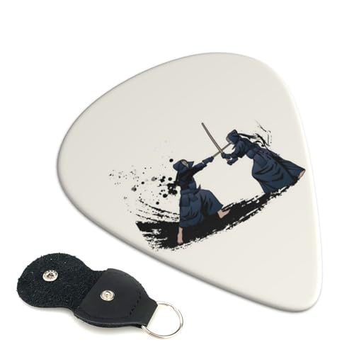 プラスチックピック かわいい漫画エレキギターピック 剣道 水墨 日本 和風 弦楽器 アニメ ファッション 音楽愛好家 初心者 トライアングル ピック 6枚セット 0.46mm