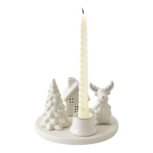 Masoog Portavelas de Navidad, decoración de mesa de árbol de Navidad, decoración de escritorio de reno para estantes de chimenea, salón, dormitorio, cocina, bar