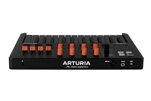 Arturia MiniLab 3 - Universal MIDI Controller for Music Production, with All-in-One Software Package - 25 Keys, 8 Multi-Color Pads - White (MiniLab 3 Only, Black/Orange)