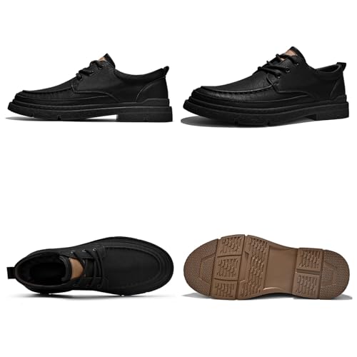 Mens Handmade Leather Platform Lace Up Oxford Shoes Retro Round Toe Non-Slip Penny Loafers Casual Driving Walking Outdoor Boat Shoes4